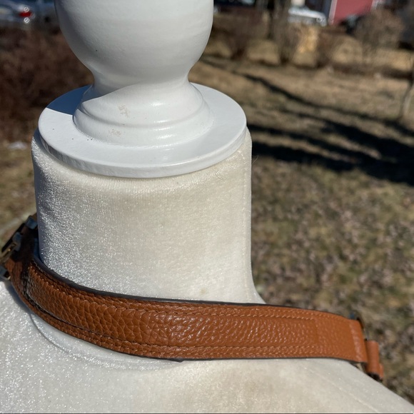 Michael Kors Cognac Pebbled Leather Zippered Shoulder Bag - Picture 5 of 10